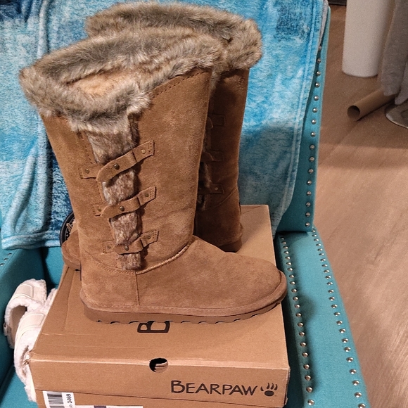 BearPaw Shoes - BearPaw Women's Brown Boots with Faux Fur Trim